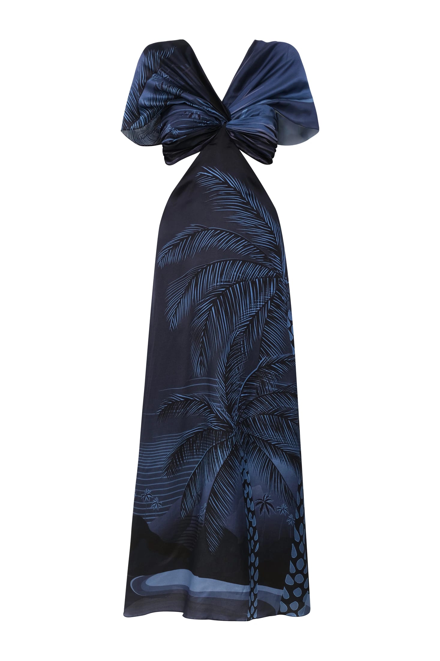Santo Tomás Martellato Silk Dress / Navy Tropical Landscape - imagen 3
