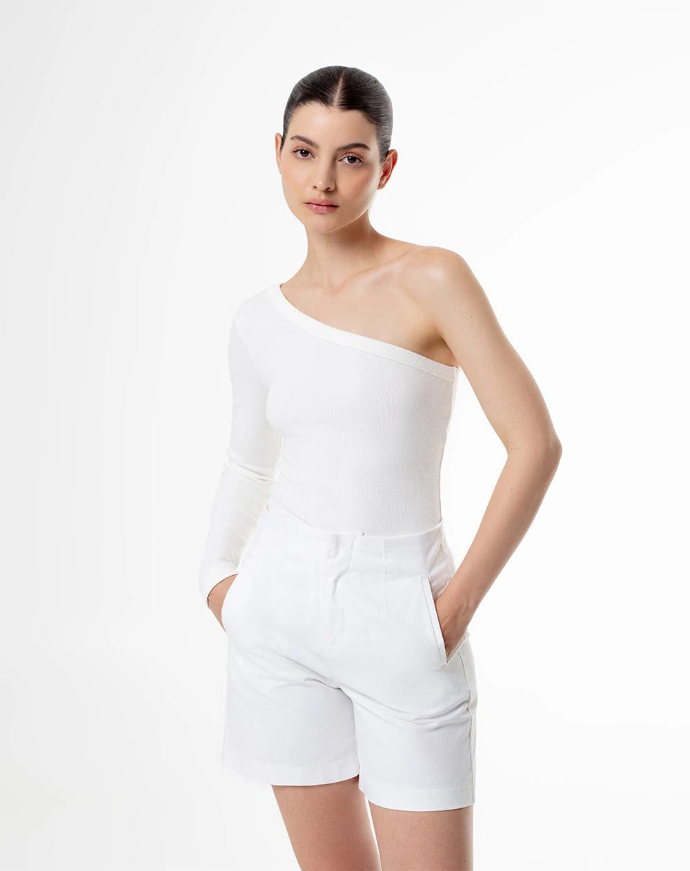 Camibuzo un solo hombro slim blanco mujer - imagen 1