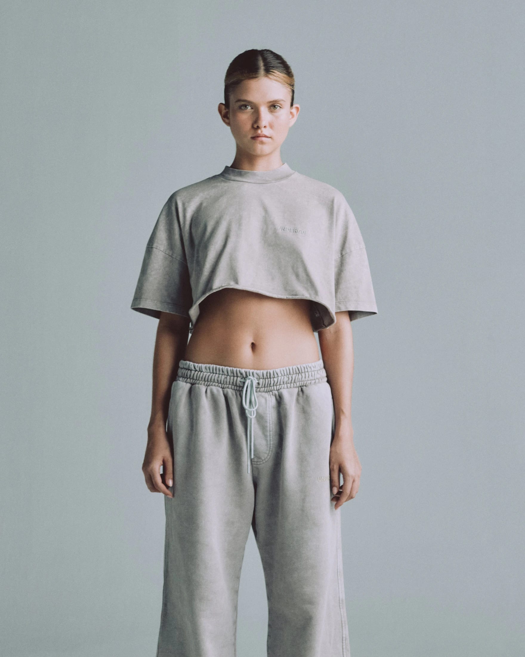 Line Logo Crop Top Washed Gray - imagen 2