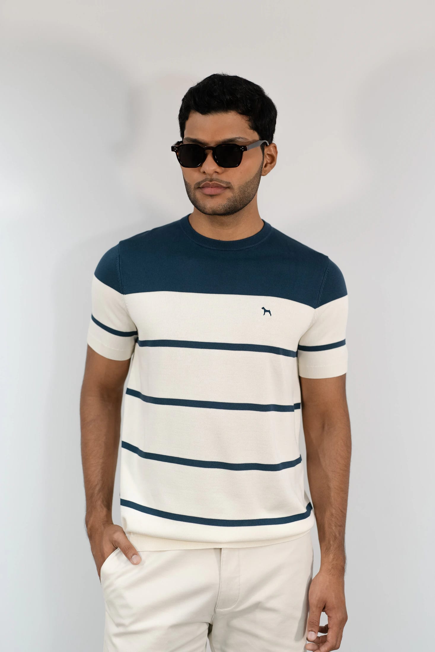Suéter Fashion Azul Petróleo/Crema - imagen 3