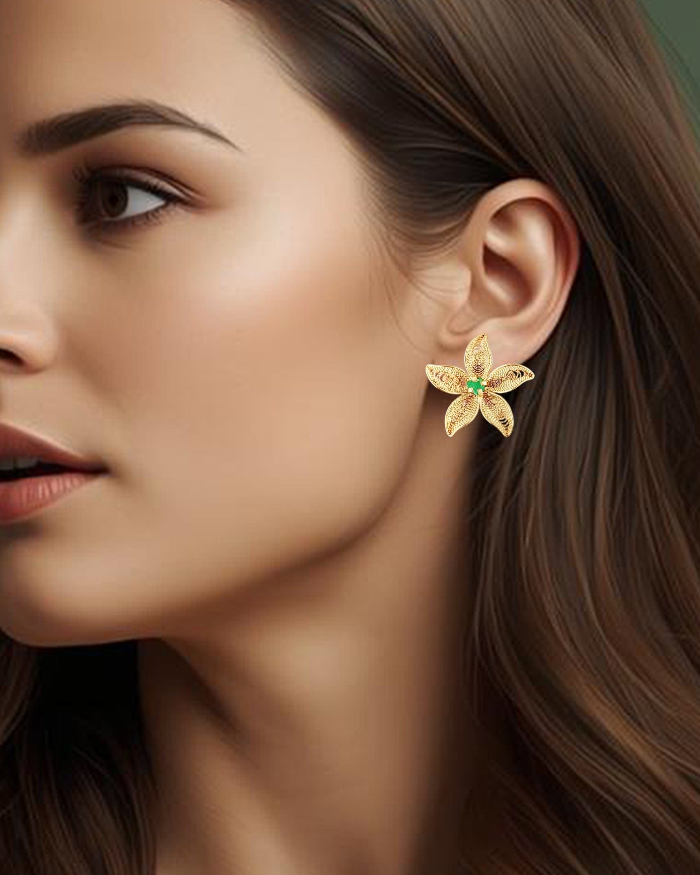 Aretes filigrana y esmeralda, estrella de mar - imagen 2