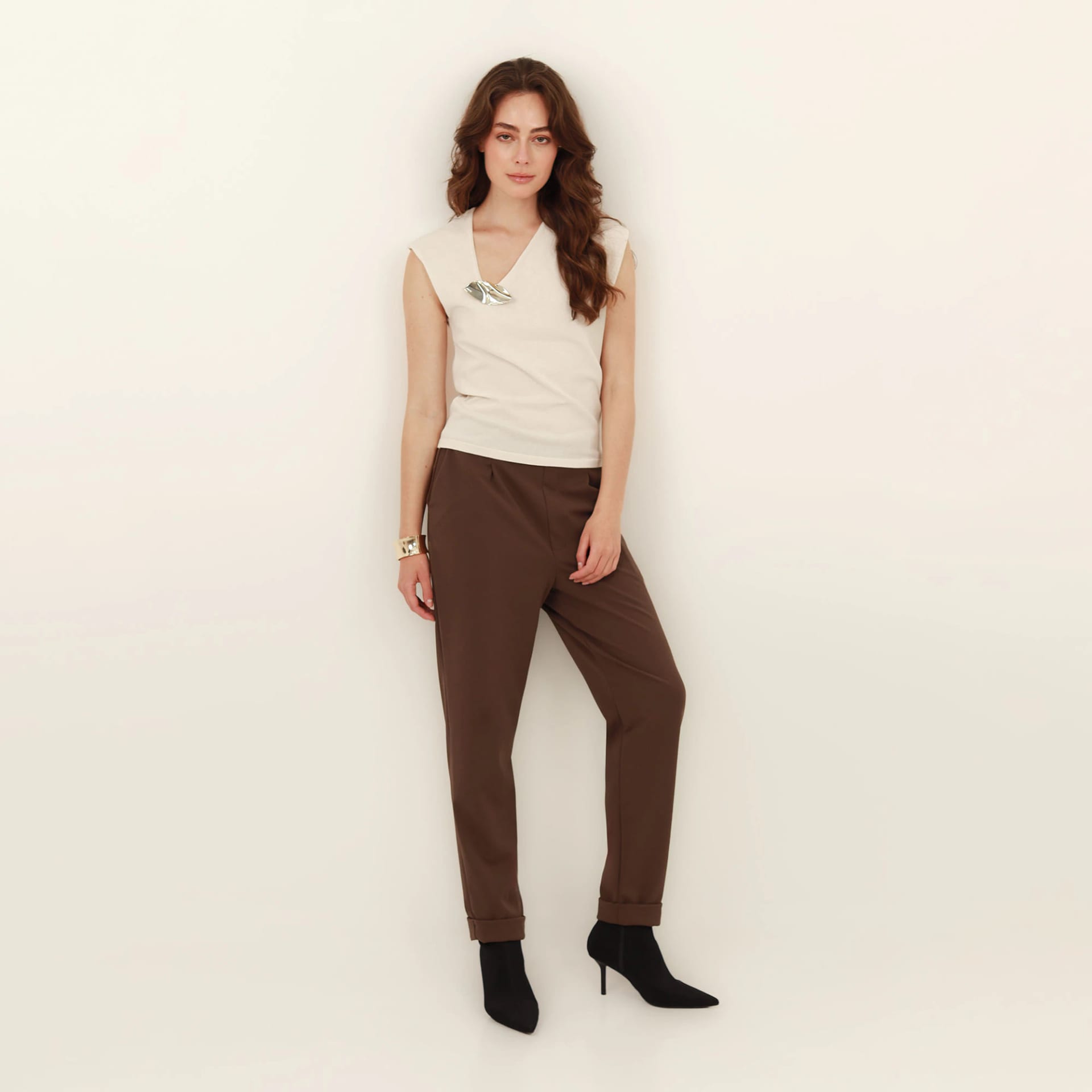 Pantalón bota recta guardapolvo con elastico en cintura - imagen 1
