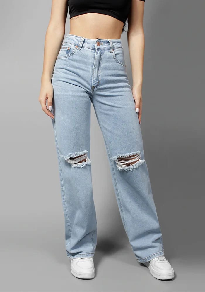 Jeans Wide Leg para Mujer Tono Claro Comfort - imagen 1