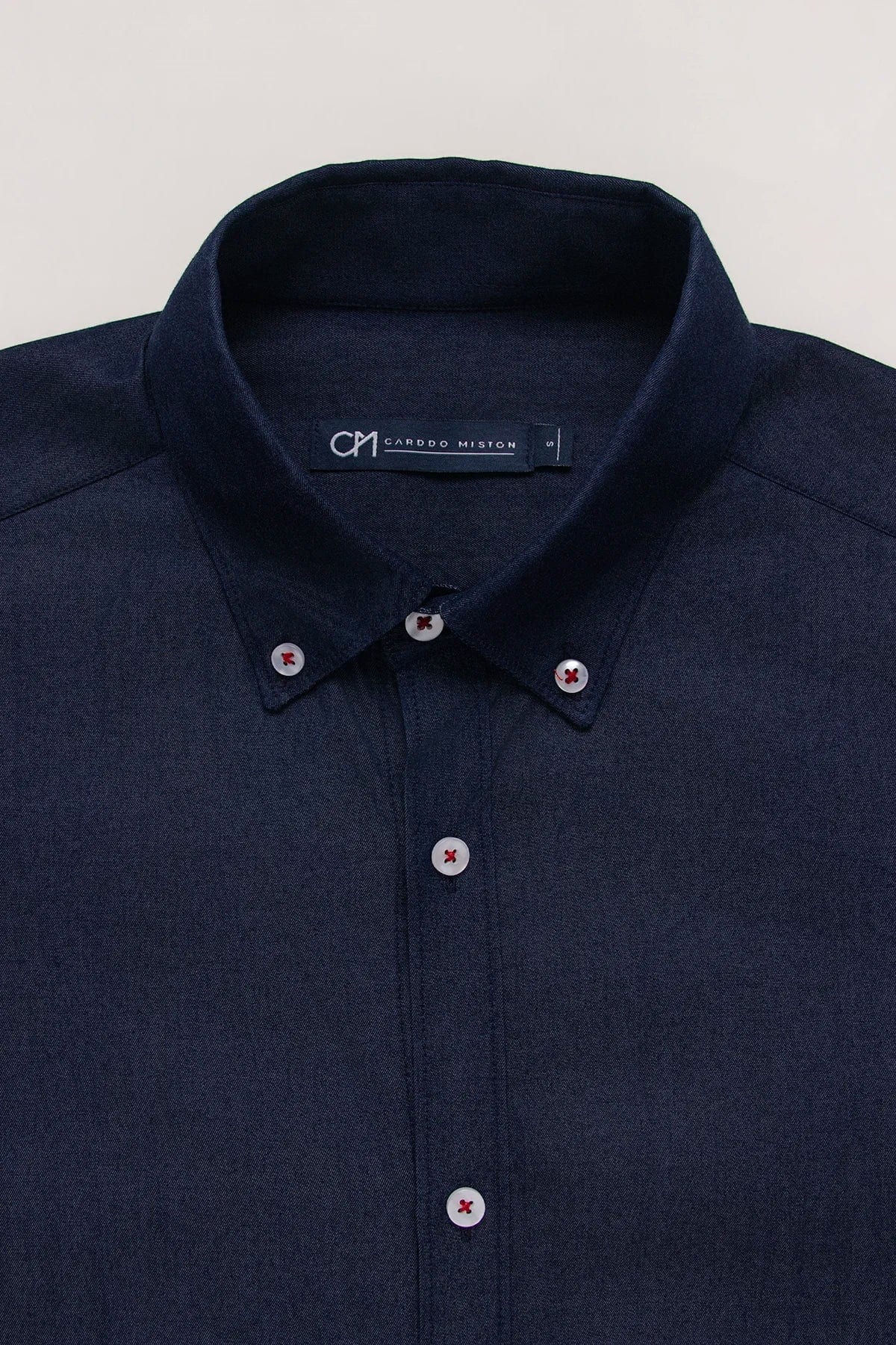 Camisa Denim Botón Contraste Algodón Azul Oscuro - imagen 2