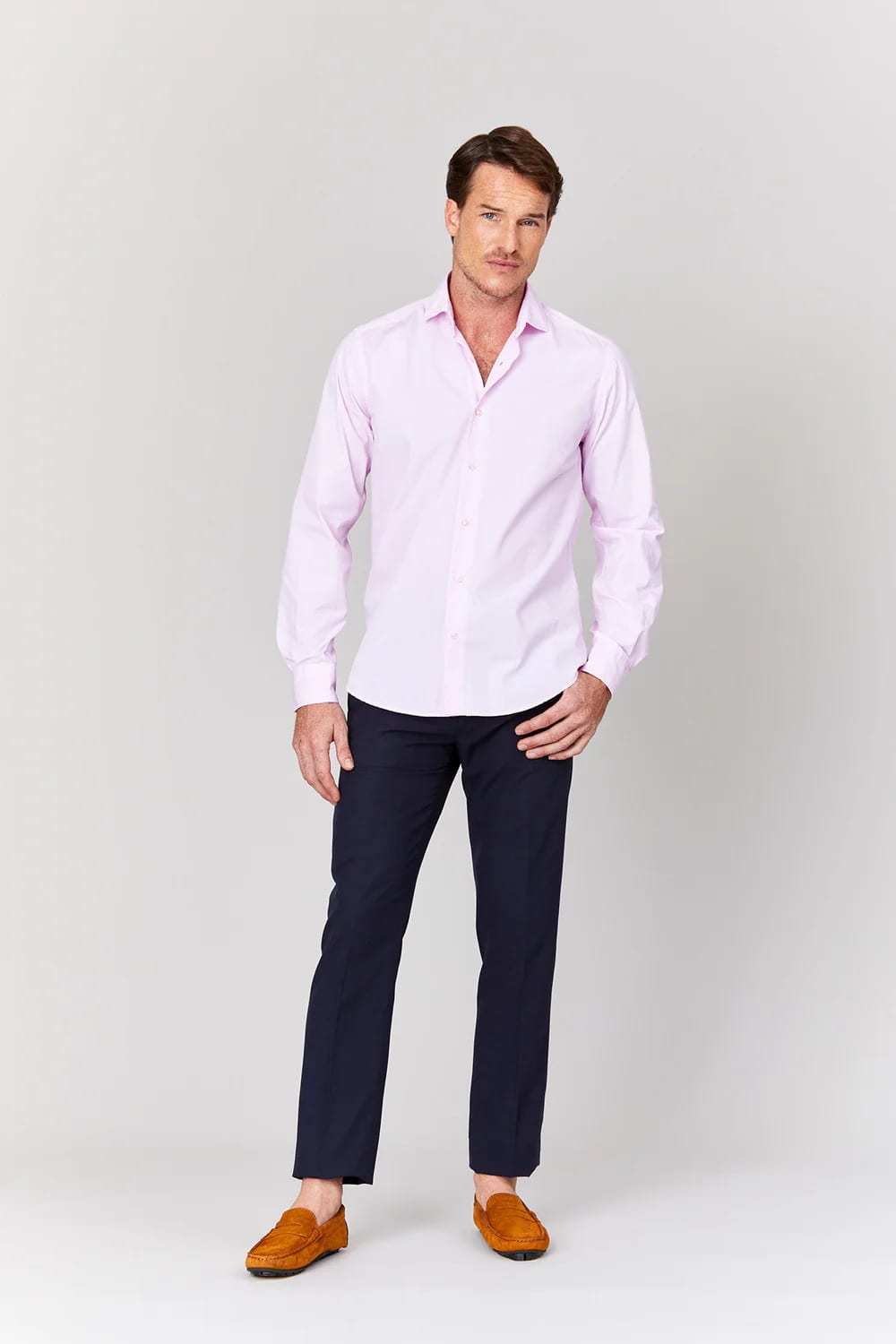 Men's cotton shirt pink muslin - imagen 6