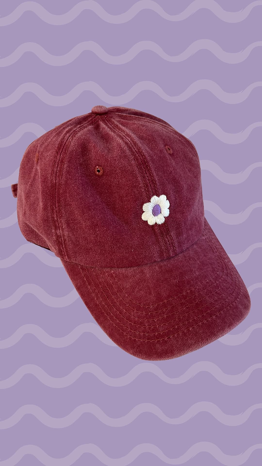 gorra flor bordada - roja - imagen 4