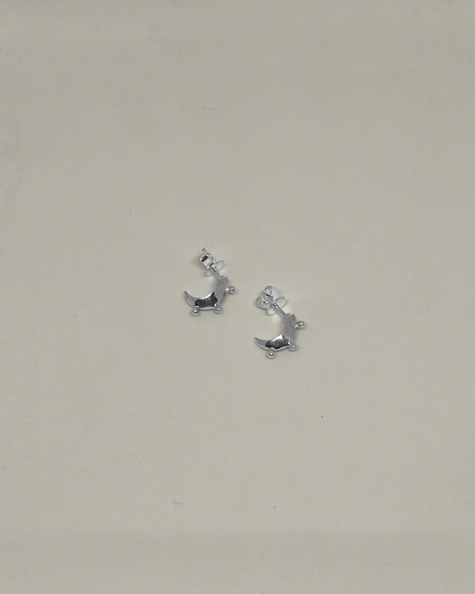 Micro Crescent Hoops Silver - imagen 1