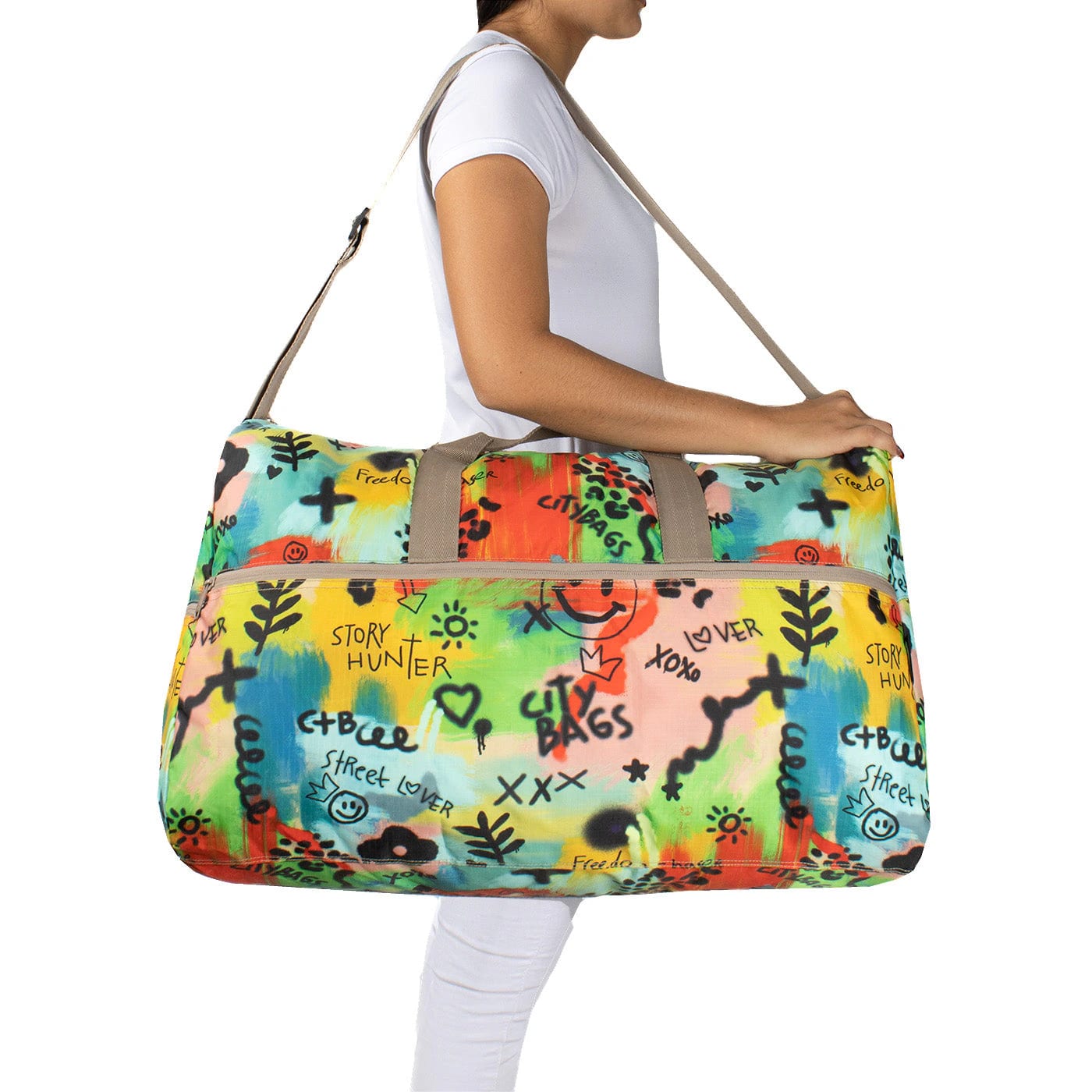 Maleta XL ULTRA Plegable Estampado Graffiti Citybags Multicolor - imagen 3