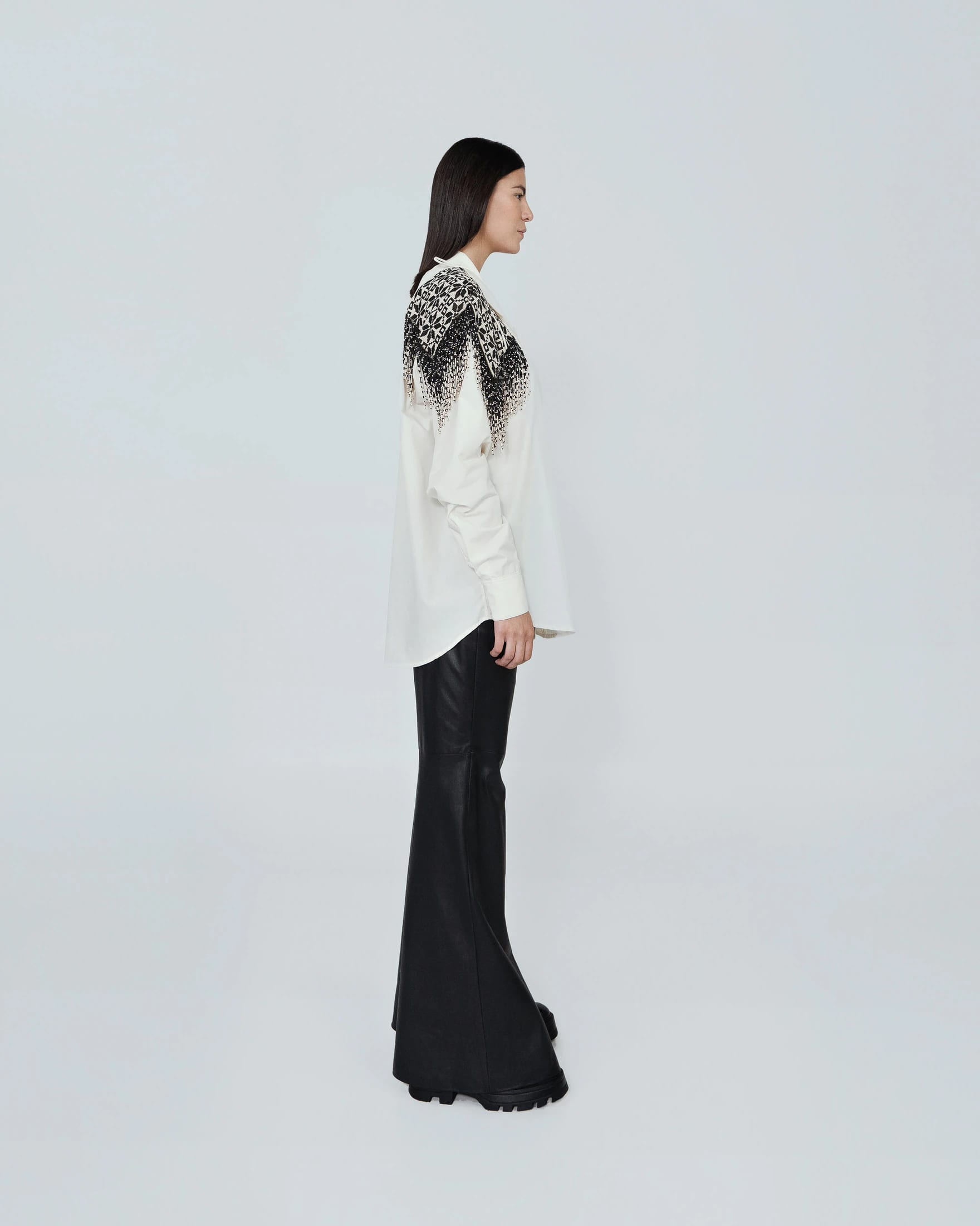 SEMI-FLARE LEATHER TROUSERS - imagen 4