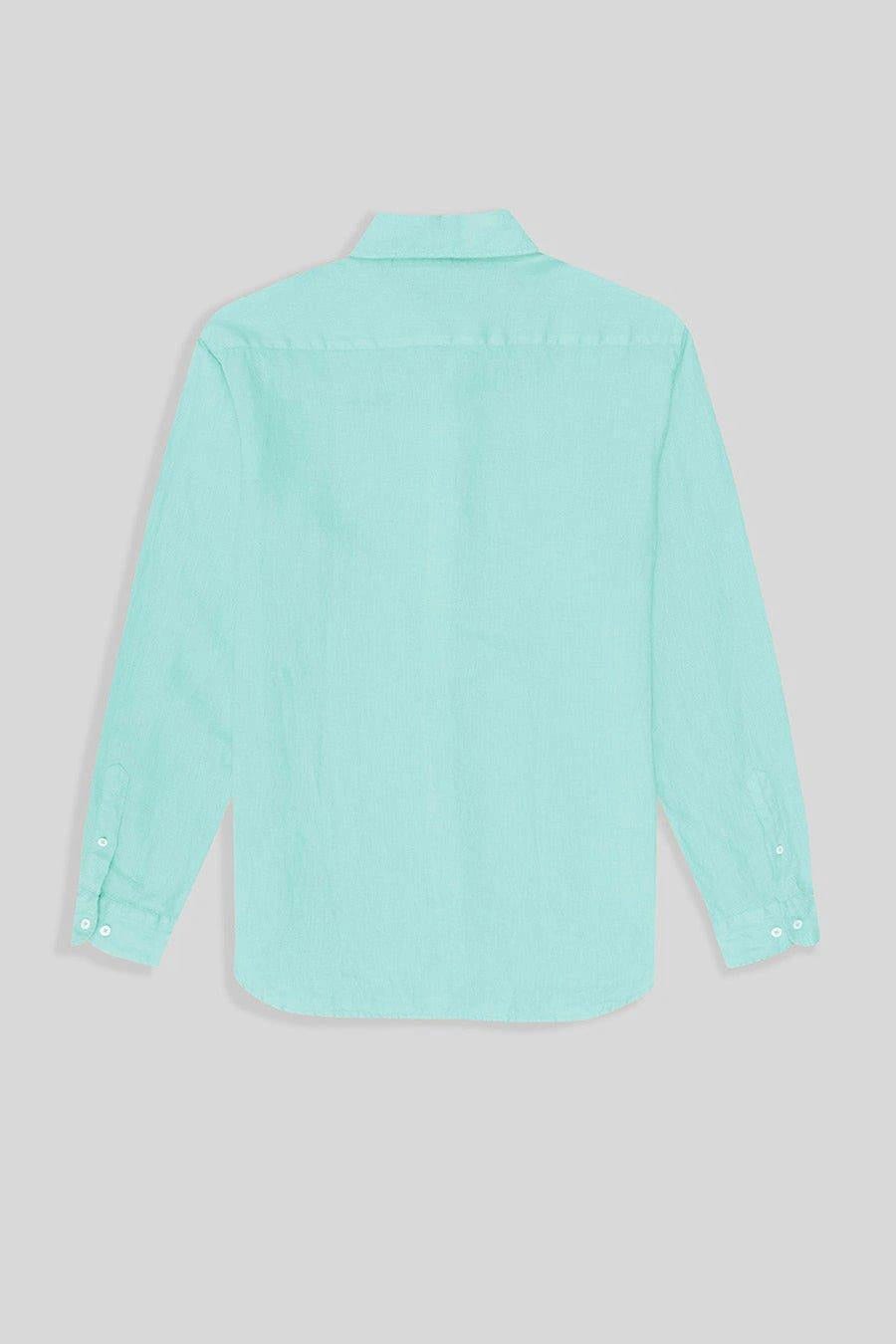 Men's linen shirt aquamarine basic - imagen 2