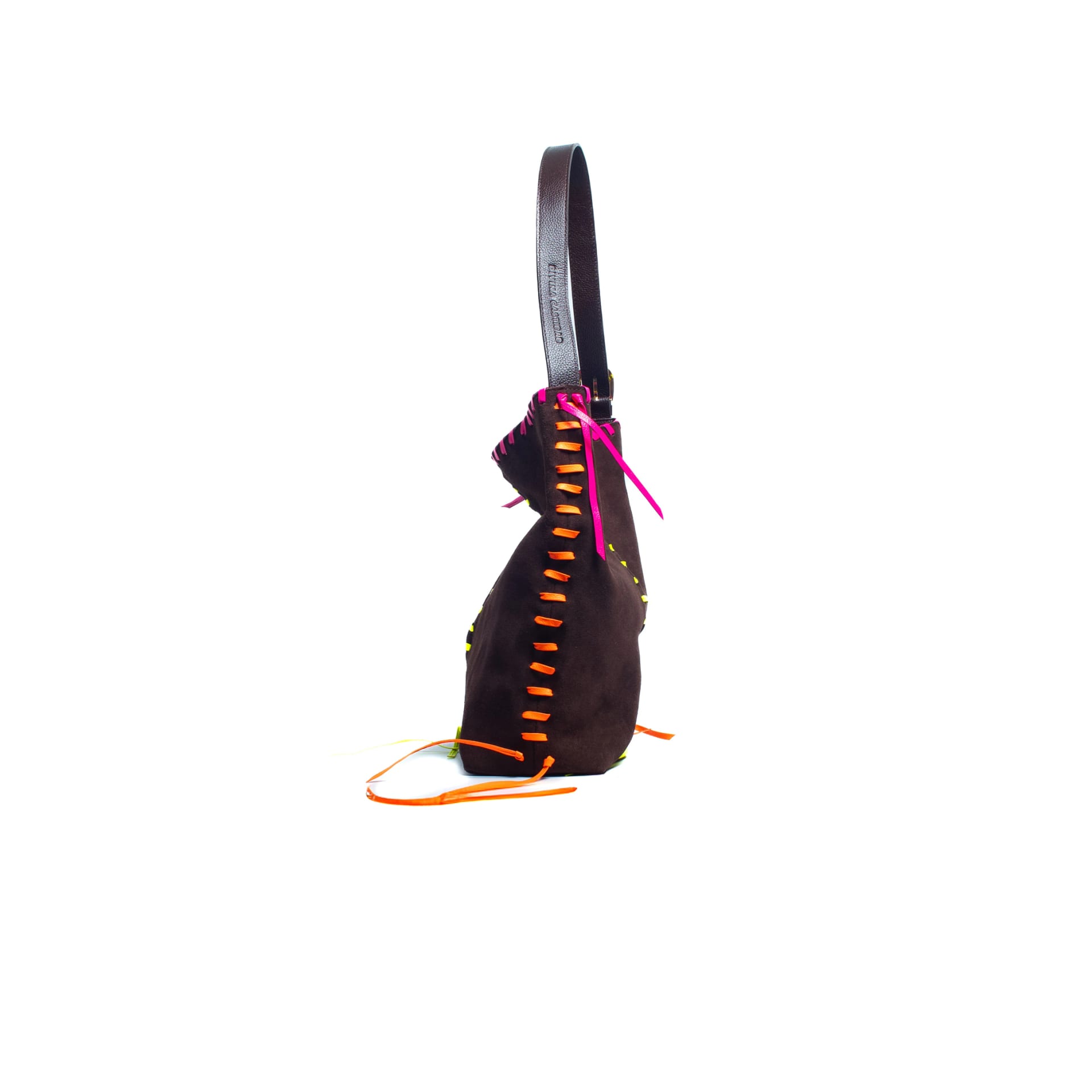 PIÑATA BAG - chocolate x cintas en cuero neón - imagen 4
