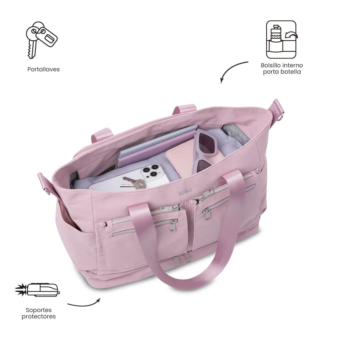 Bolso para Mujer Maxi Tote Grande Porta PC 16" Rosado - imagen 6