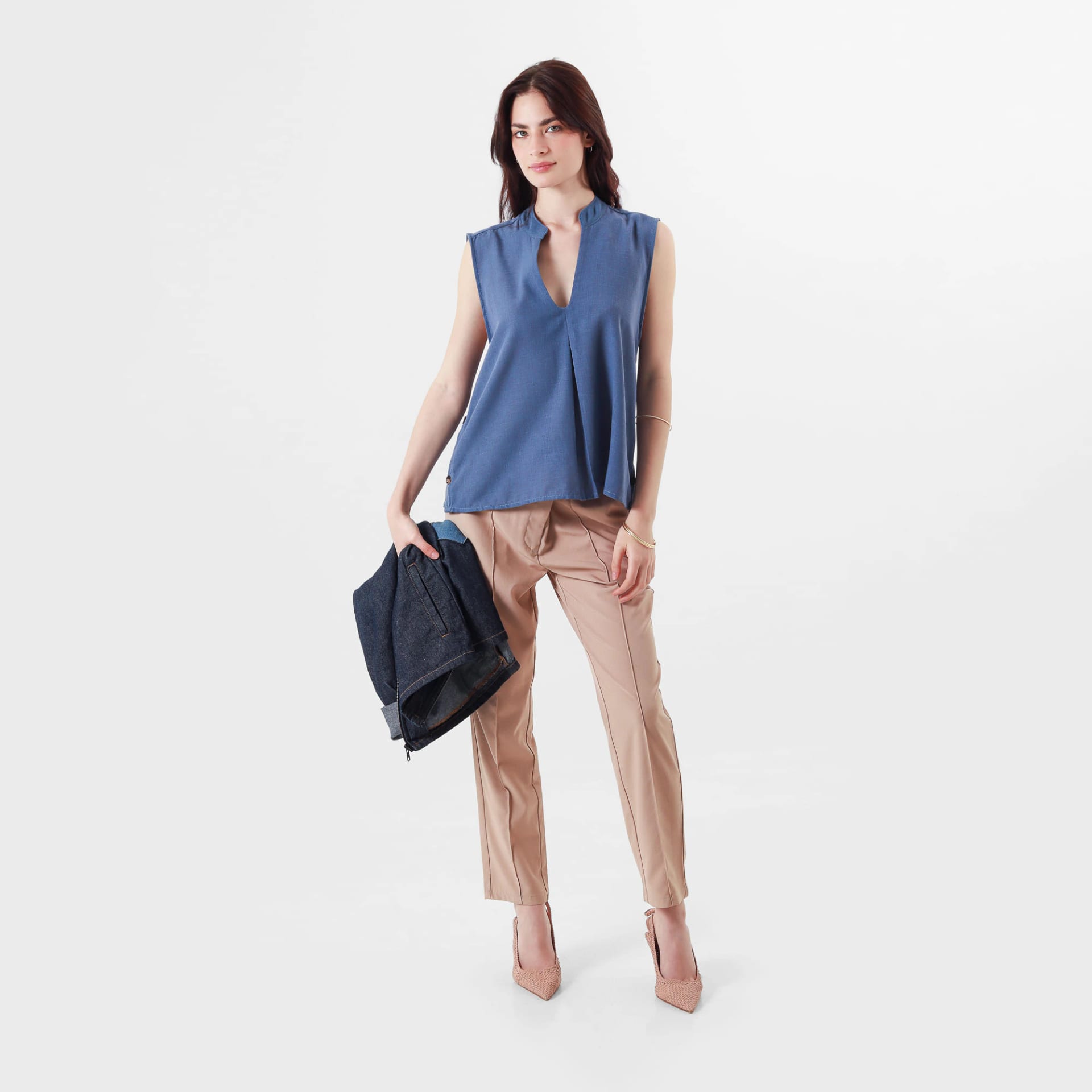 Blusa Cuello Alto Manga Sisa - imagen 4