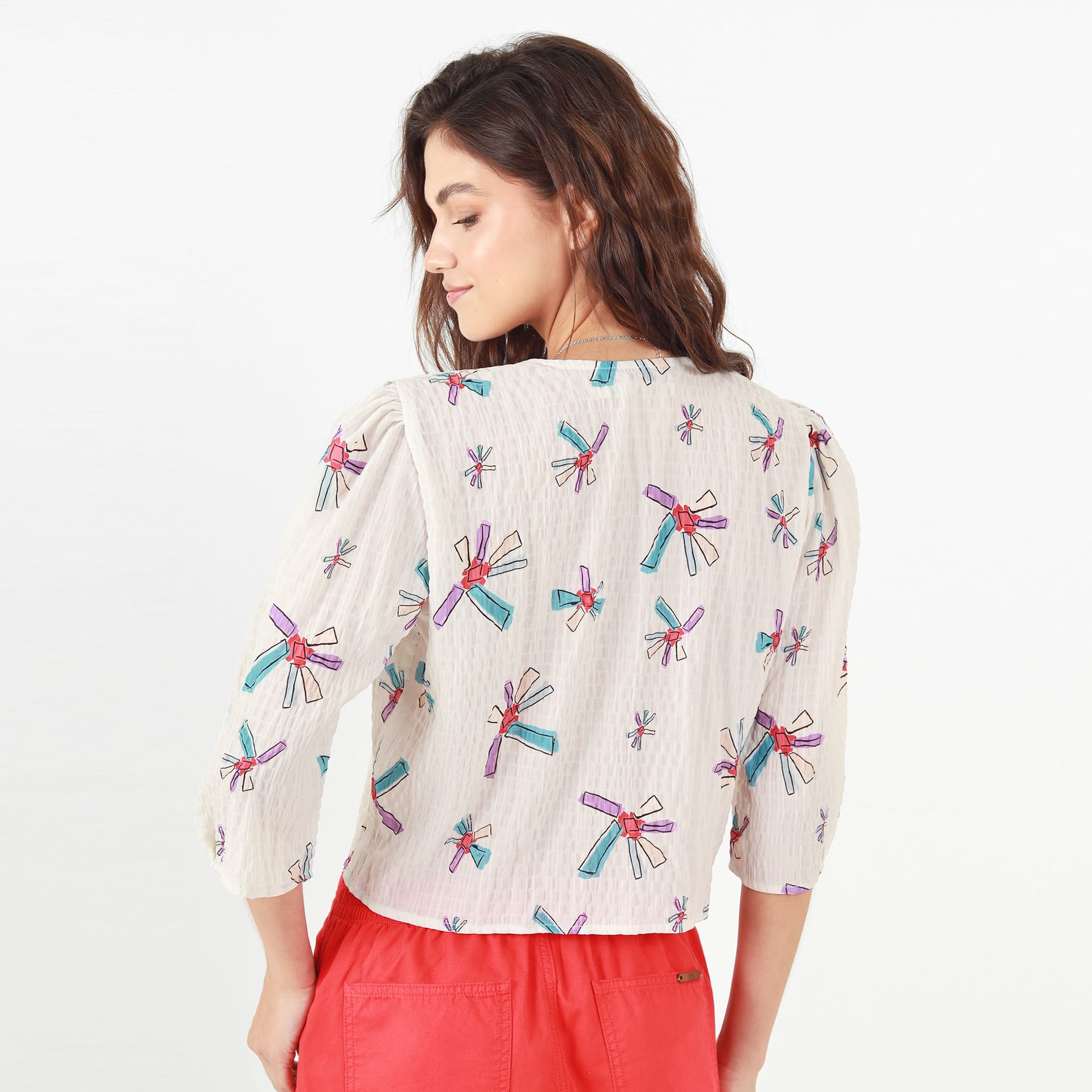 Blusa Cuello V Manga 3cuartos - imagen 6