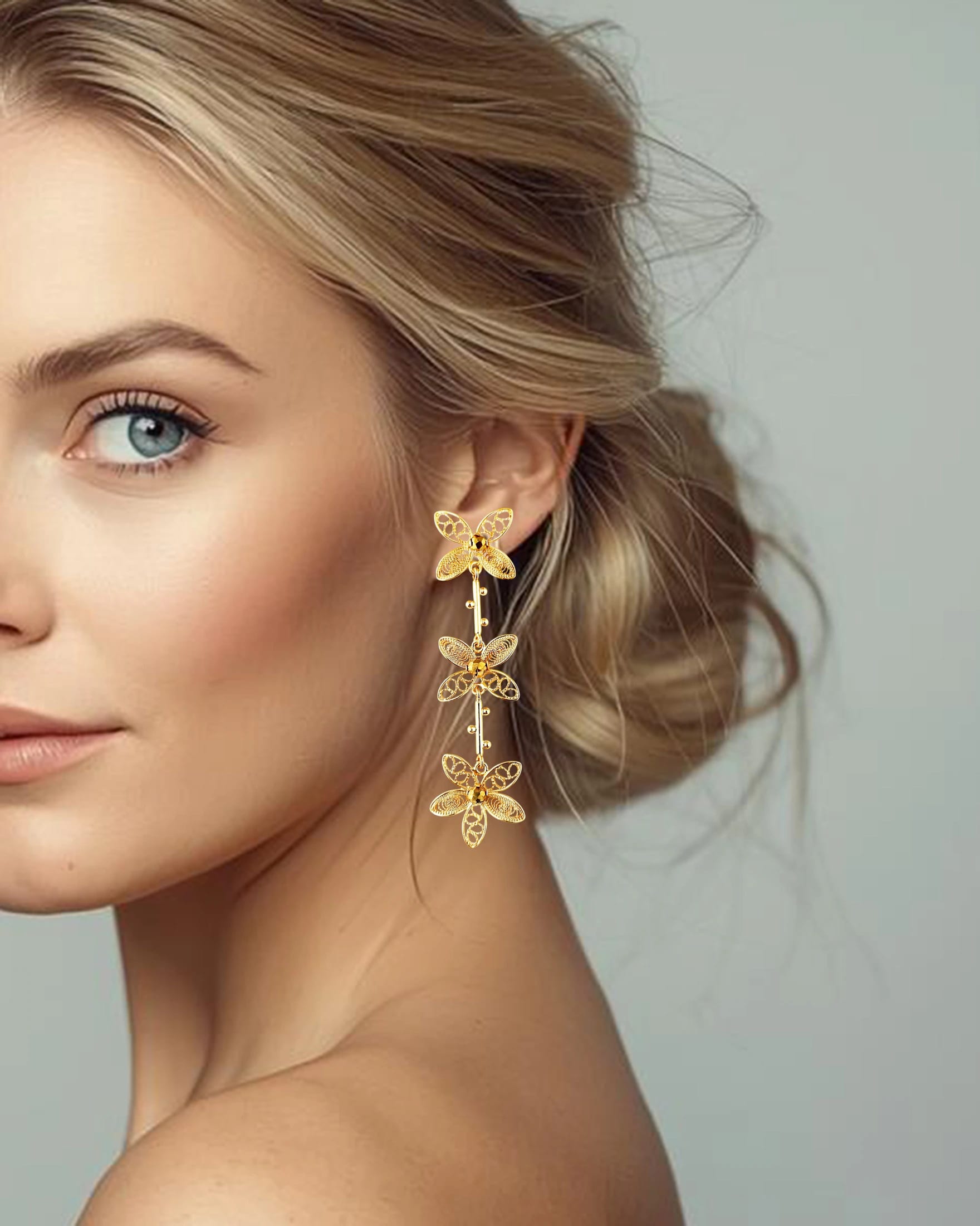 Aretes filigrana tres flores Berenice - imagen 2