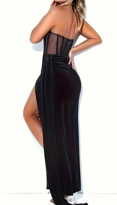 VESTIDO NEGRO TERCIPELO LARGO - imagen 4