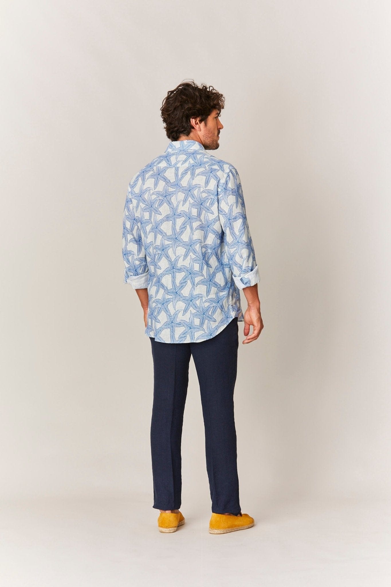 Men's linen shirt white stella - imagen 4