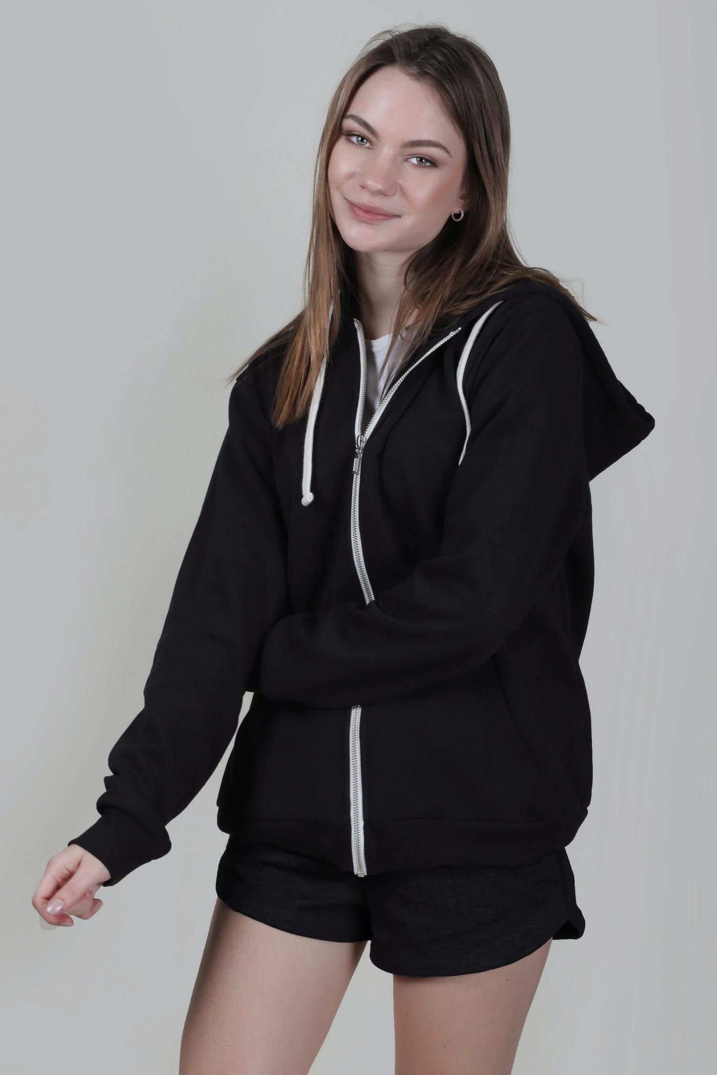 HOODIE DE CREMALLERA NEGRO- UNISEX - imagen 1