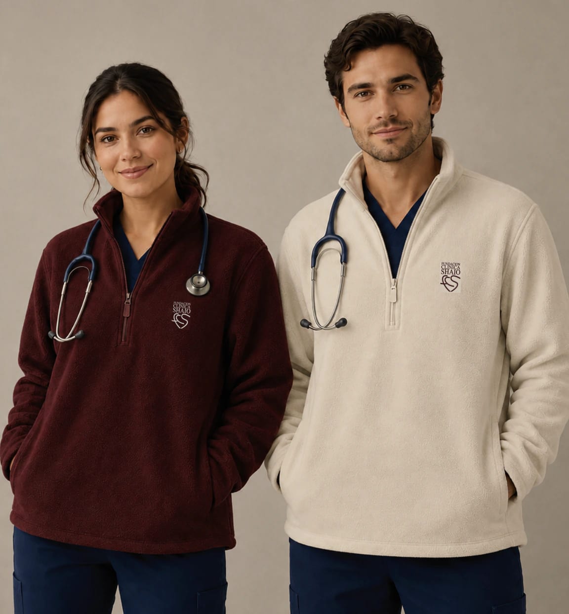 SACO FLEECE HALF ZIP CREMA - SHAIO - imagen 5