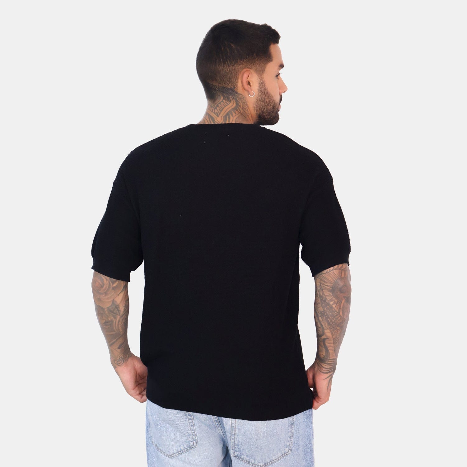 Textured Knit Tee Black - imagen 3