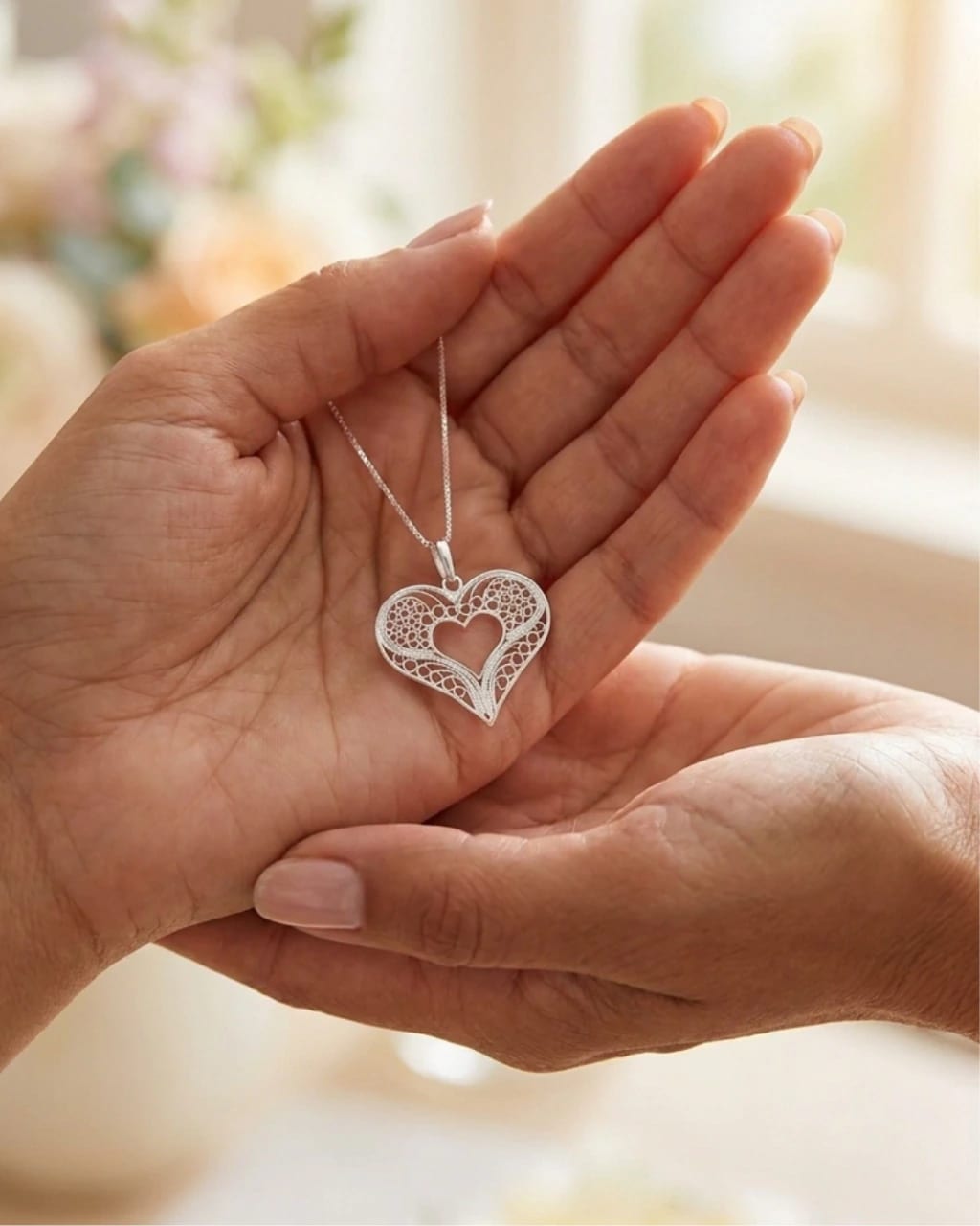 Cadena con Dije corazón en plata filigrana.Colección Heredar - imagen 1