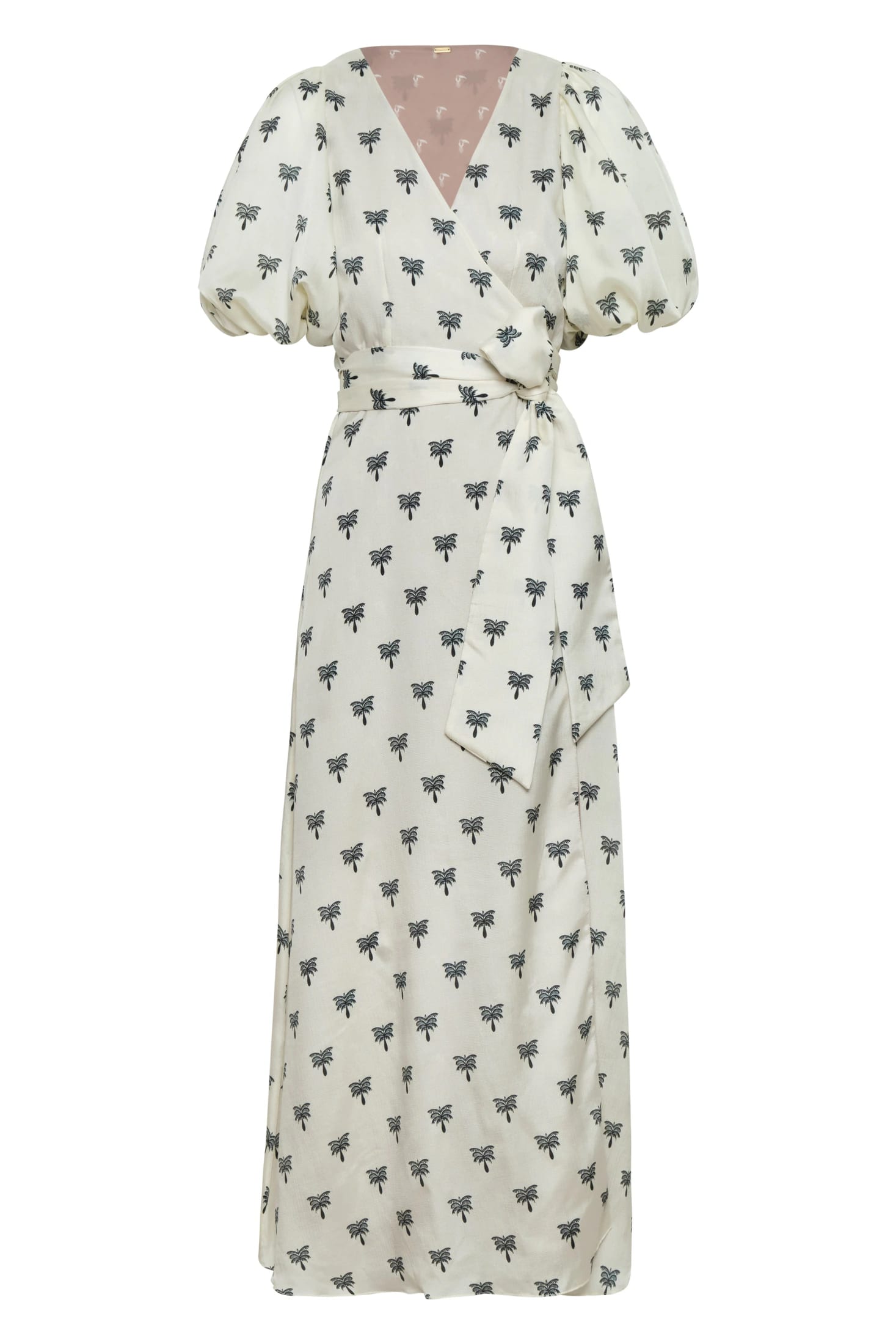 Ermita Martellato Silk Midi Dress / Ivory - Black Polka Palms - imagen 5