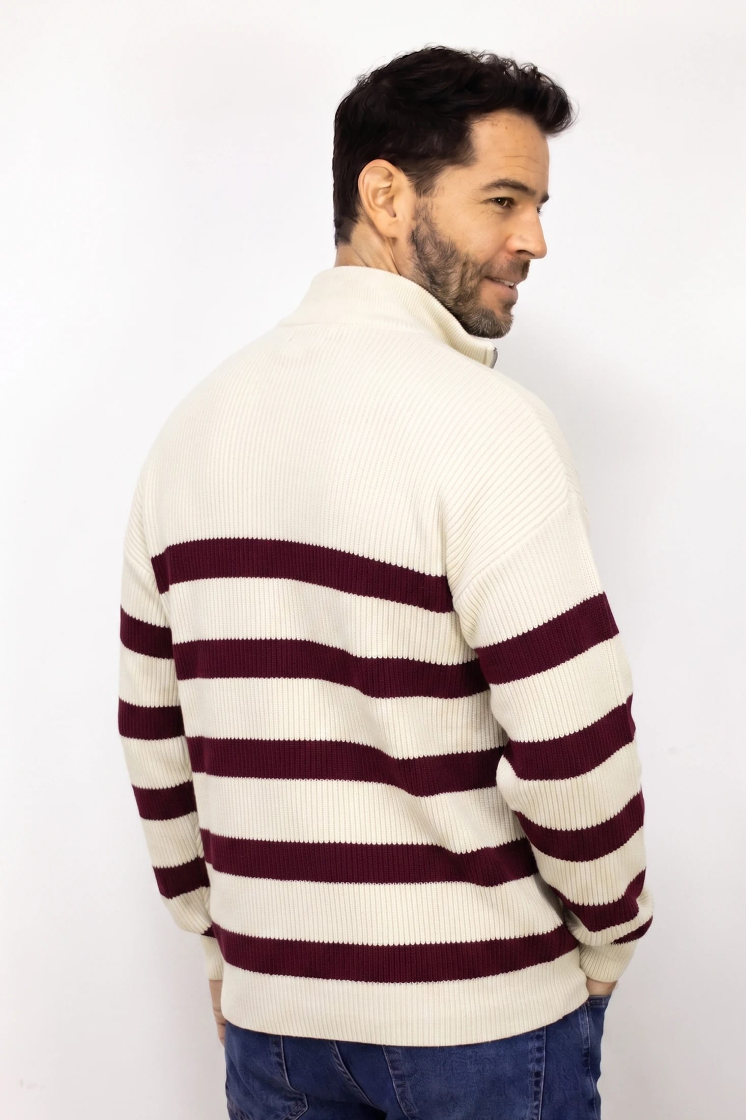 SACO DE RAYAS CON CIERRE  VINOTINTO PARA HOMBRE - imagen 2