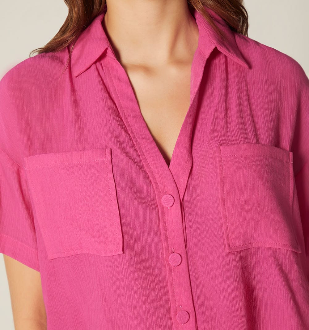 Blusa manga corta y bolsillos - imagen 4