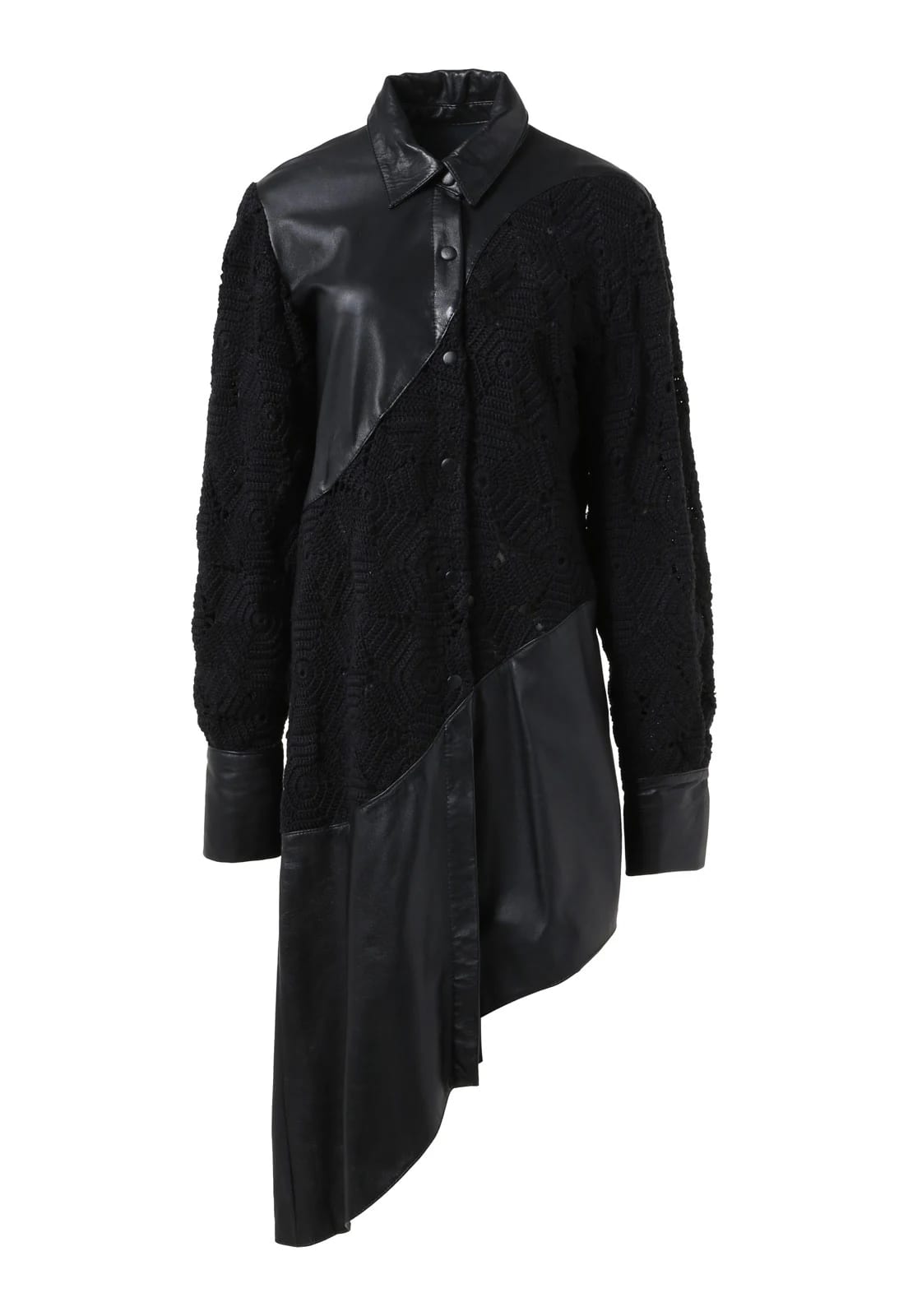 WAVY CROCHET LEATHER SHIRT DRESS - imagen 2