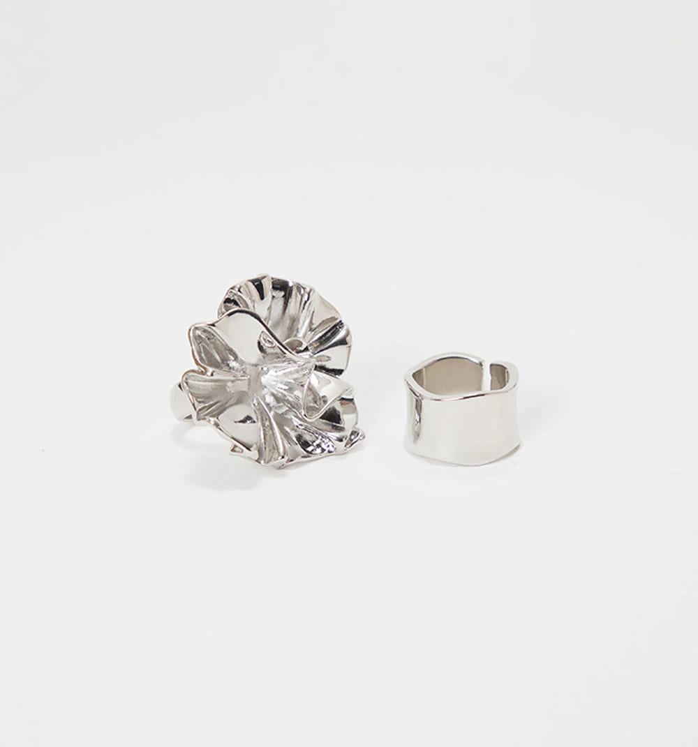 Anillo maxi flor y argolla set x2 - imagen 1