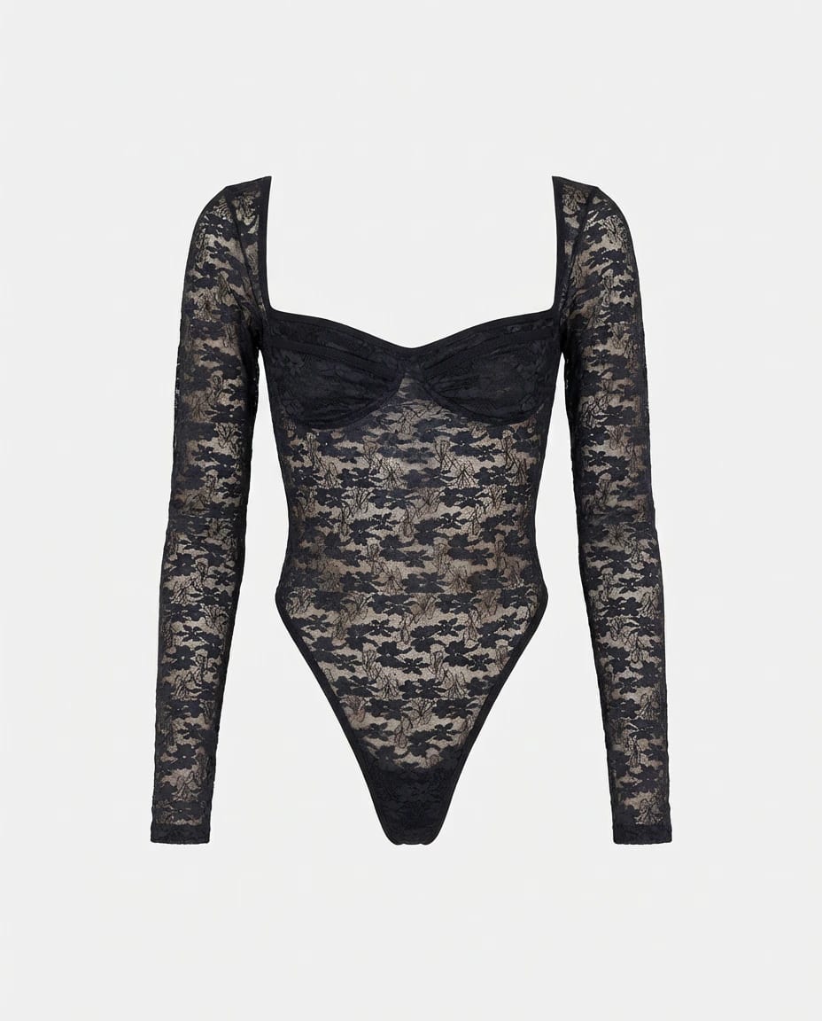 LACE BLACK BODYSUIT - imagen 1