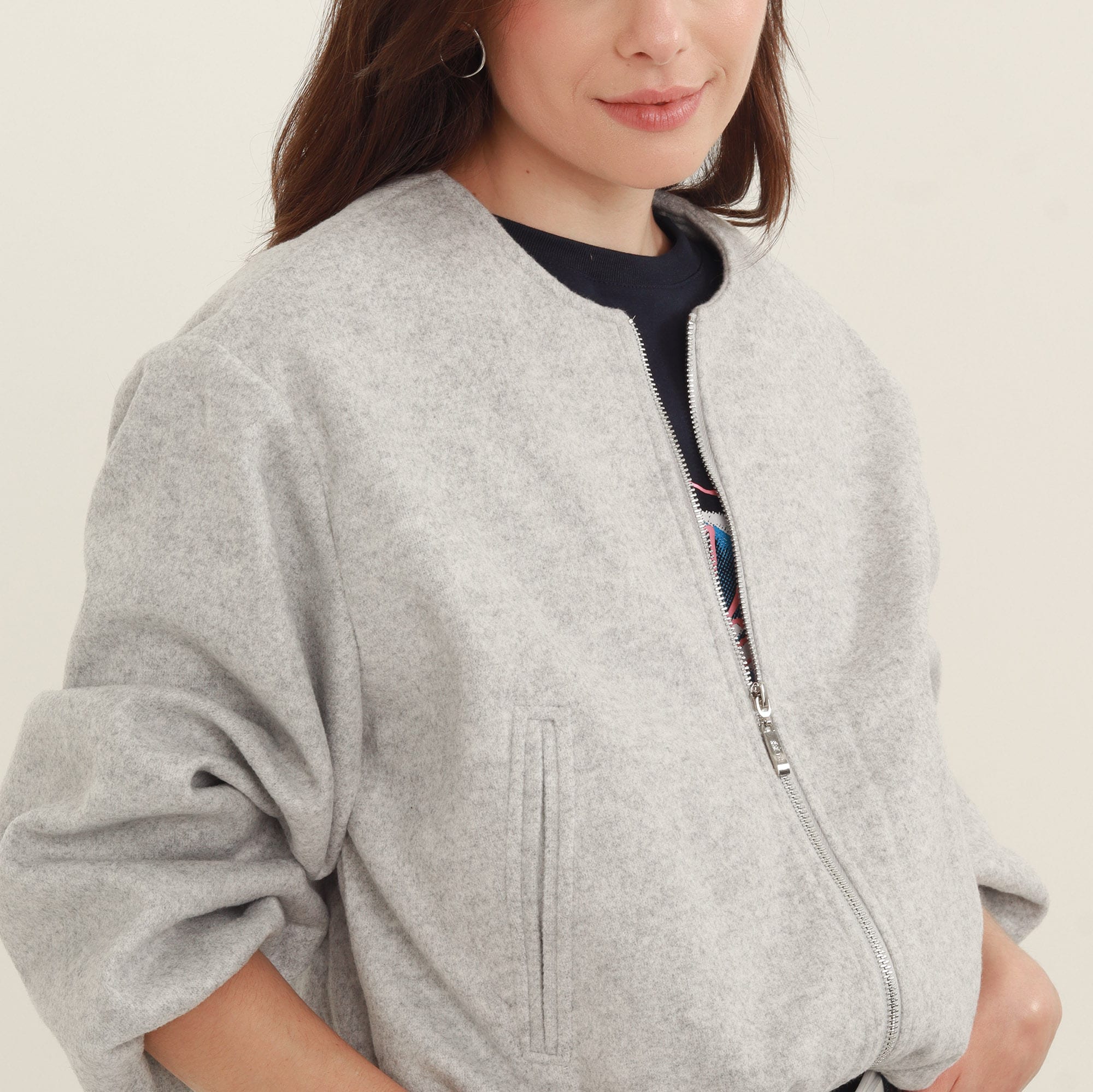 Chaqueta bomber cuello redondo - imagen 2