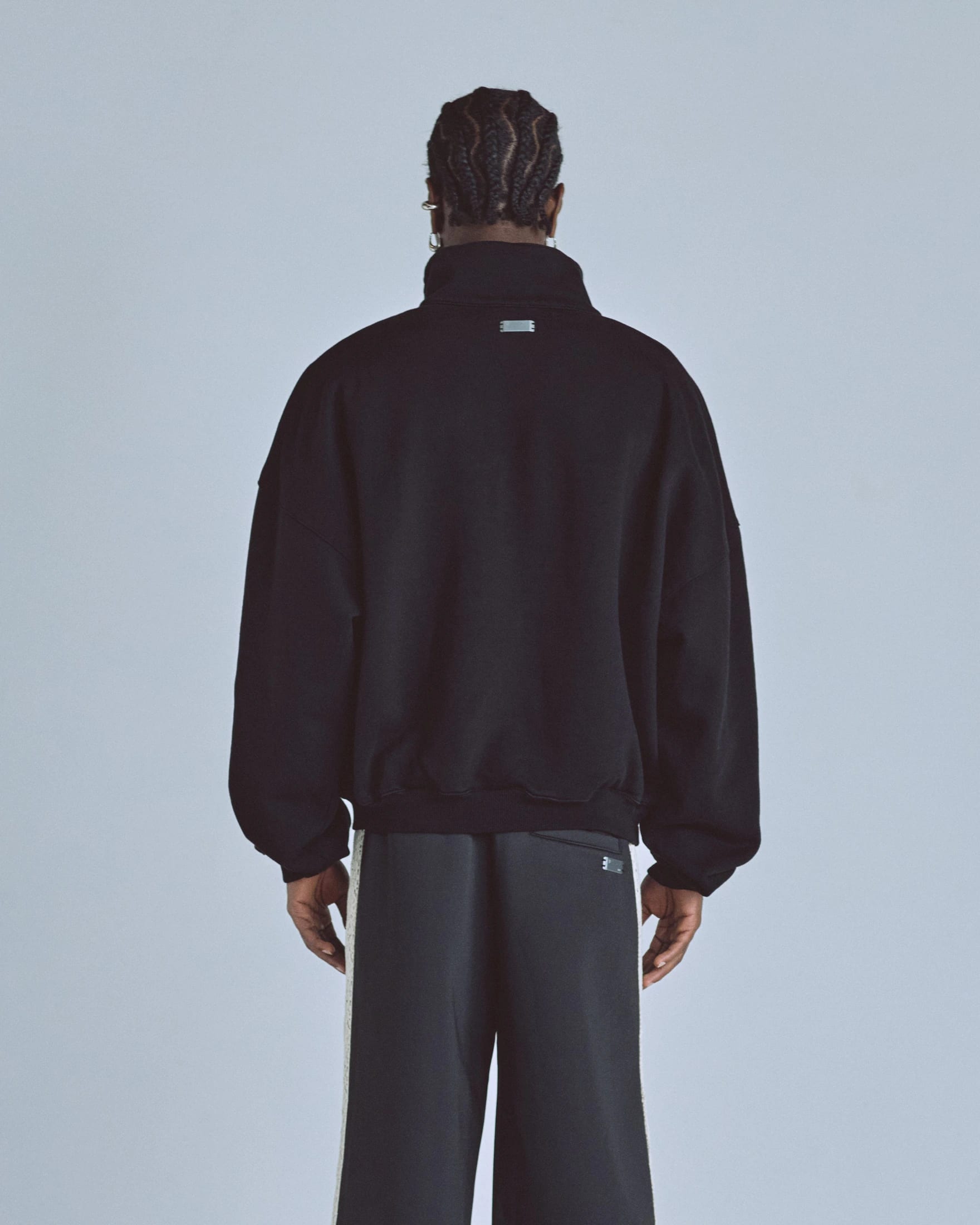 Basics Polo Collar Boxy Fit Hoodie Black - imagen 7