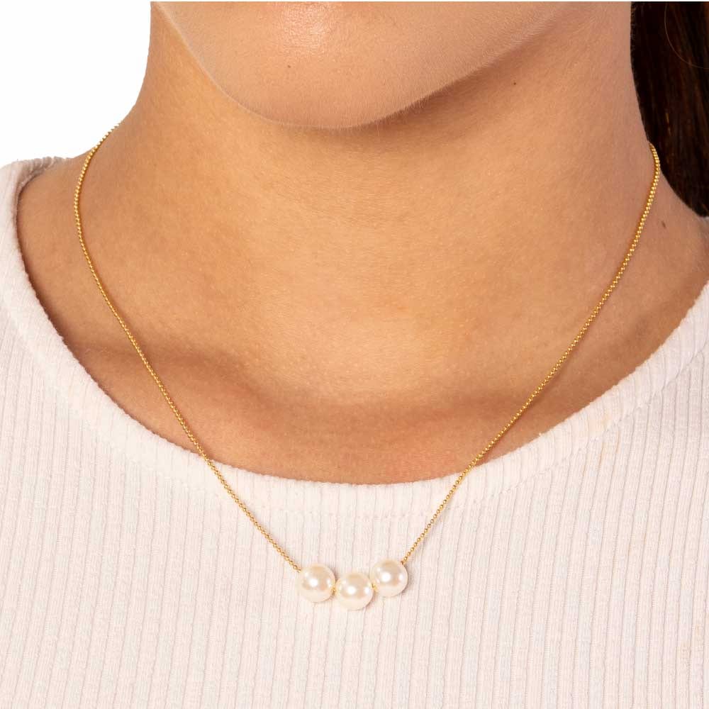 Collar Cadena Tres Perlas - imagen 2