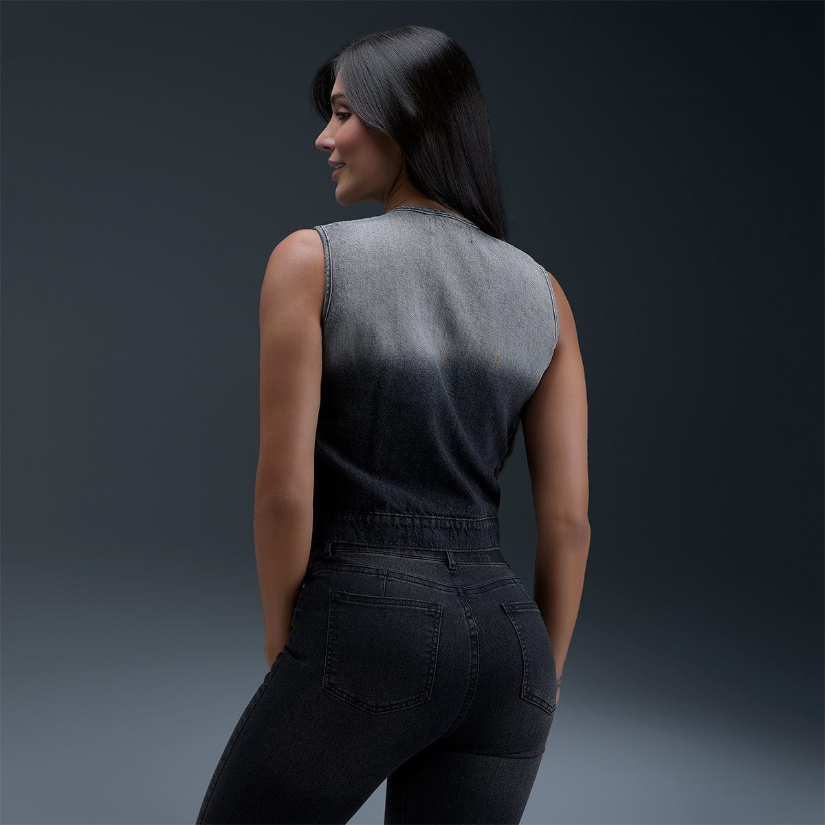 Chaleco Denim Gris Mujer - imagen 2