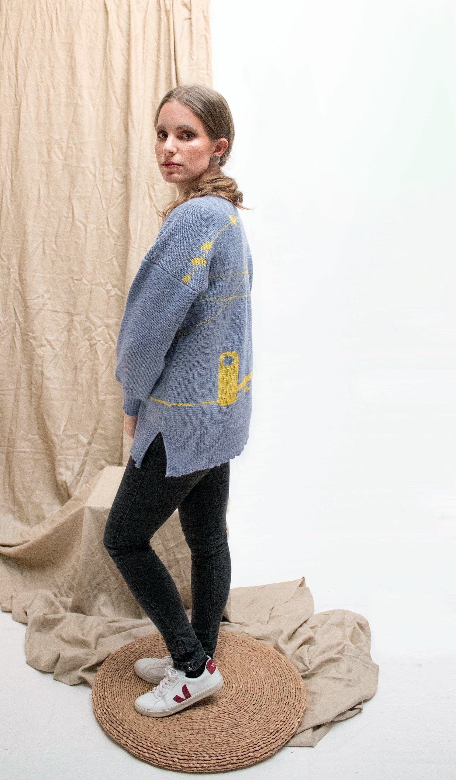 Suéter Pajaritos Alpaca - celeste y amarillo - imagen 5