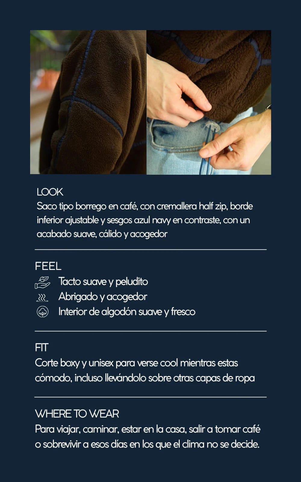 SACO OVEJERO BOXY CAFÉ - UNISEX - imagen 8