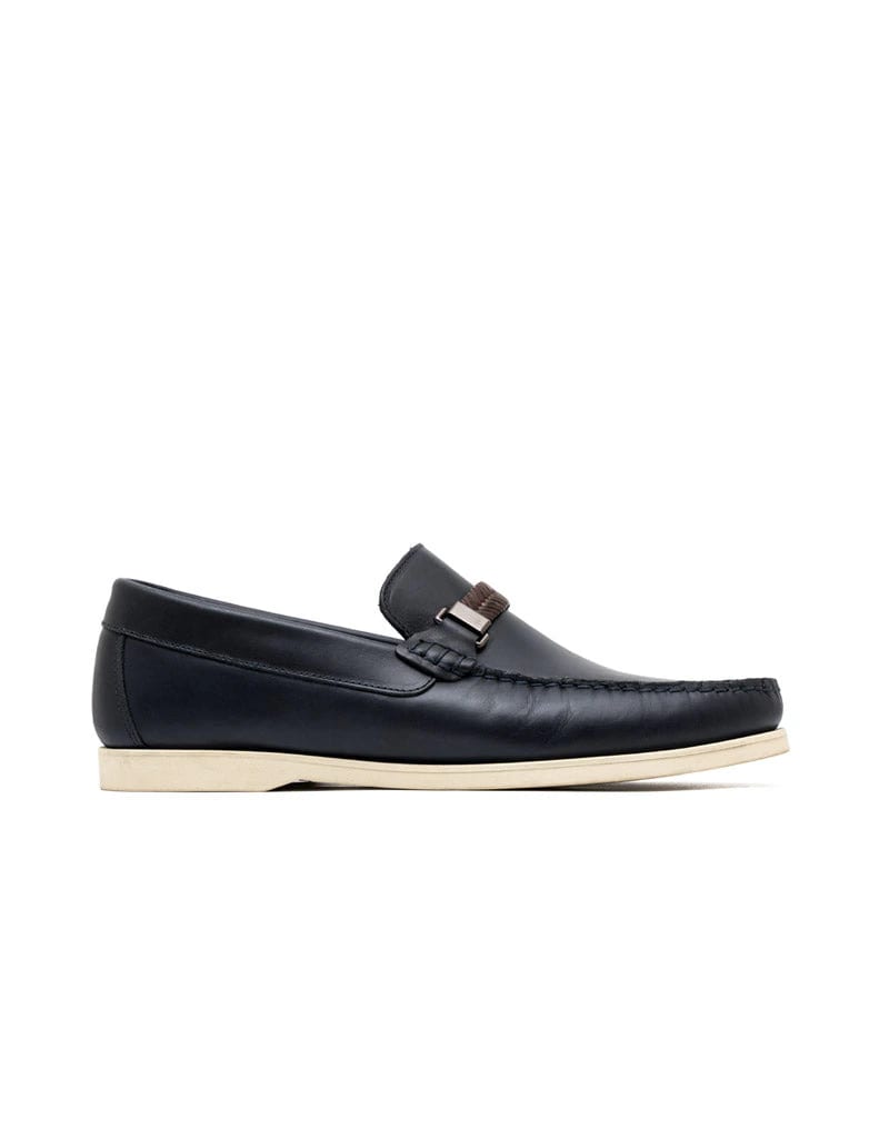 Mocasín casual para hombre en cuero azul con herraje tejido REF 02TITO - imagen 1