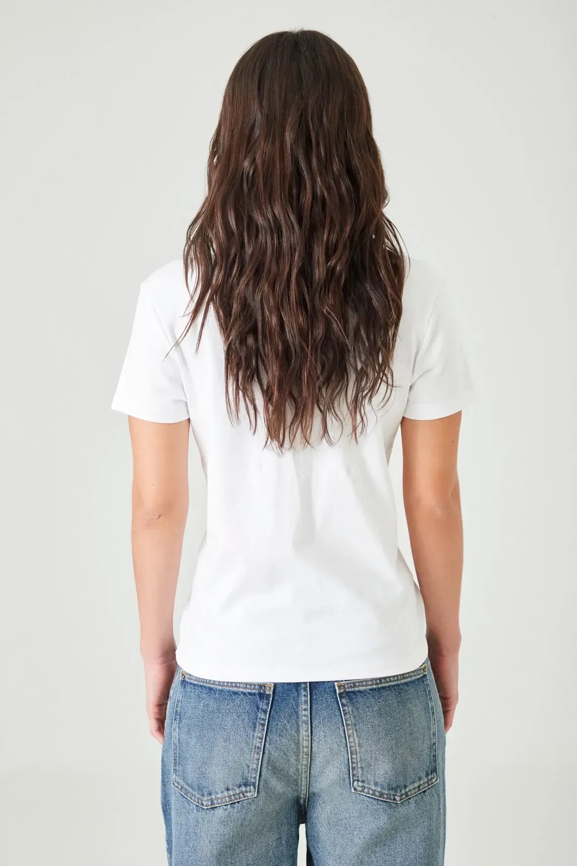 Camiseta regular fit con cuello redondo en blanco para mujer - imagen 12