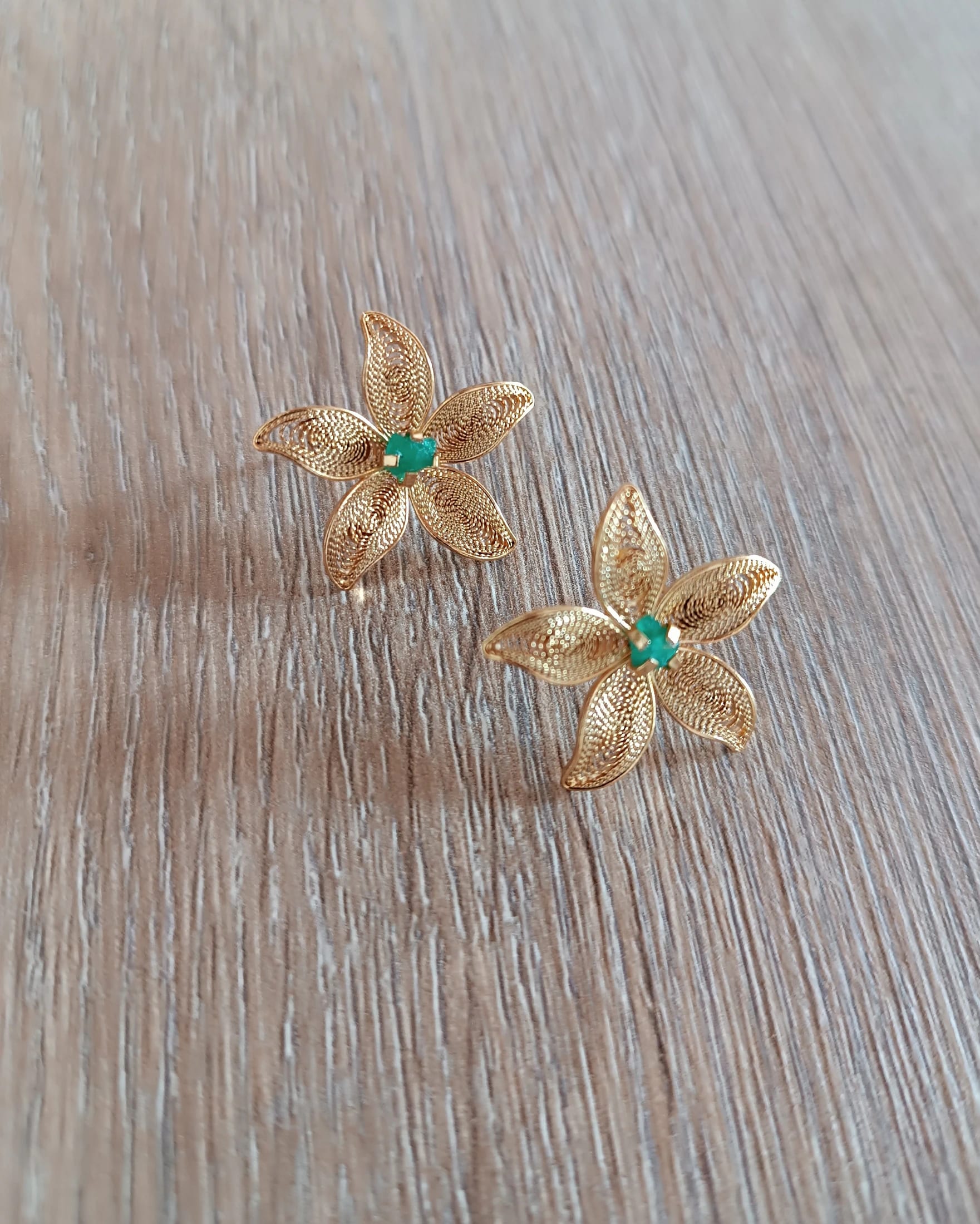 Aretes filigrana y esmeralda, estrella de mar - imagen 5