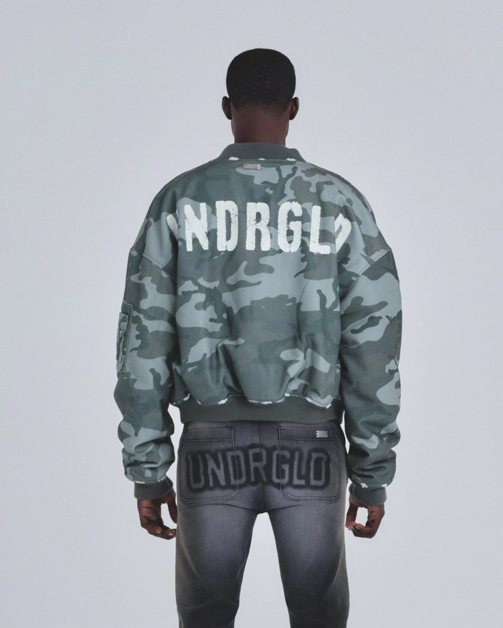 Holy Worn Logo Bomber Jacket Gray Camo - imagen 7