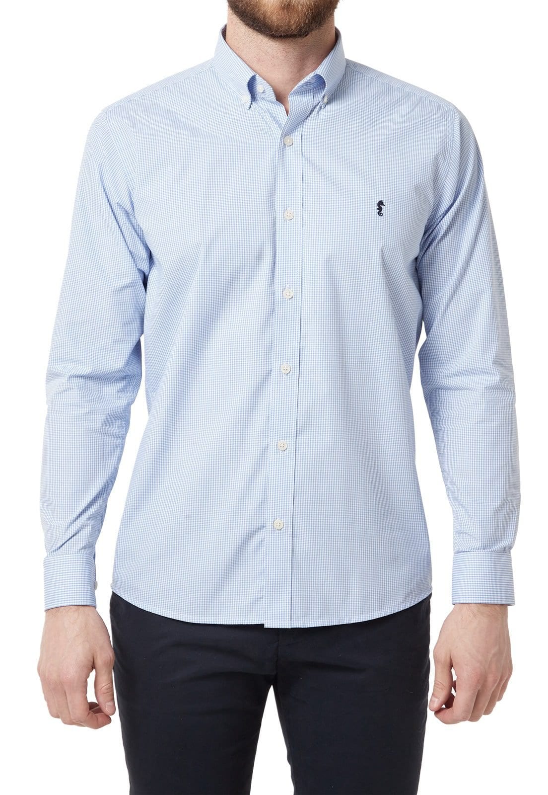 Camisa Manga Larga Cuadros Azul Claro - imagen 8