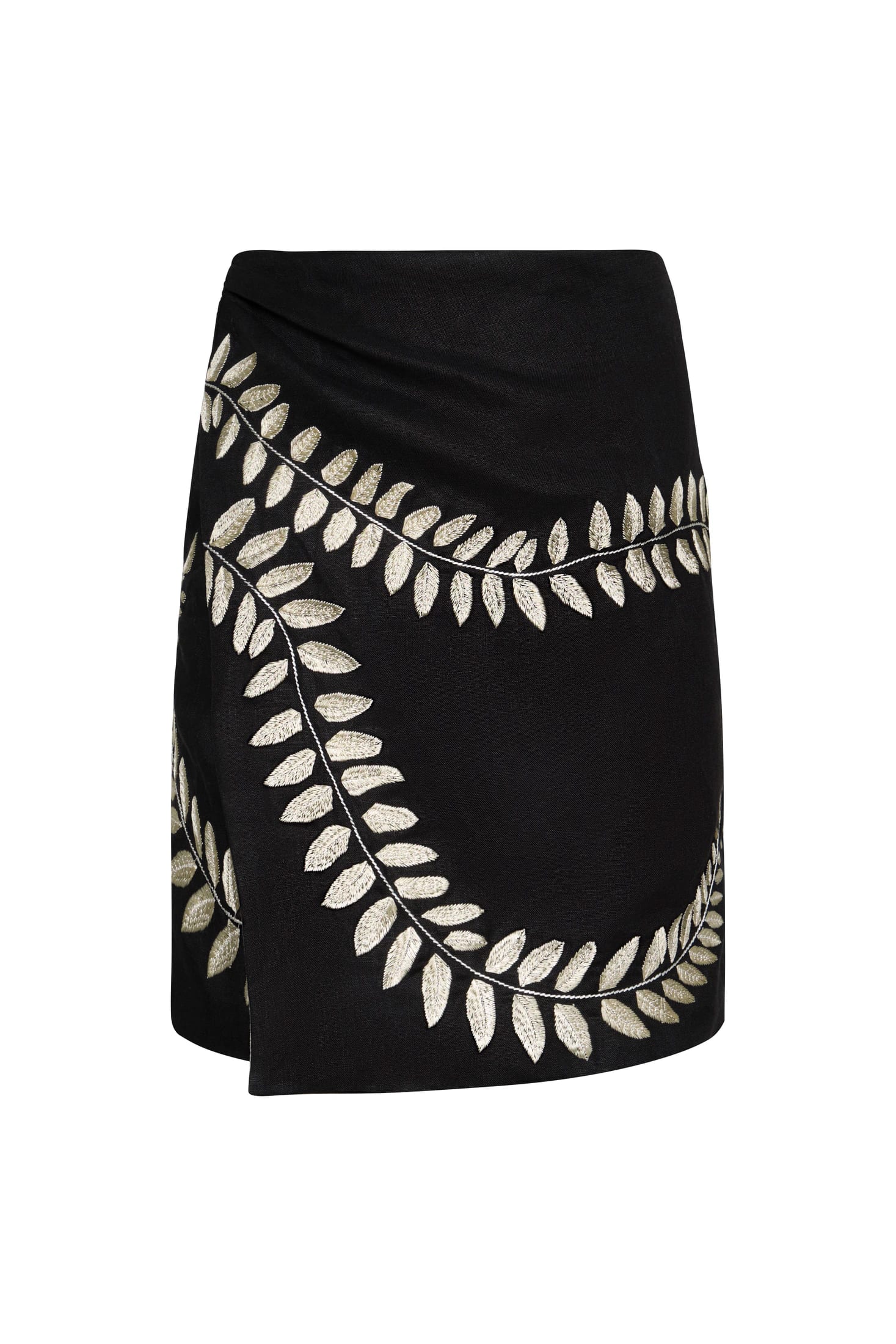 Guainia Embroidered Linen Mini Skirt / Black - imagen 2