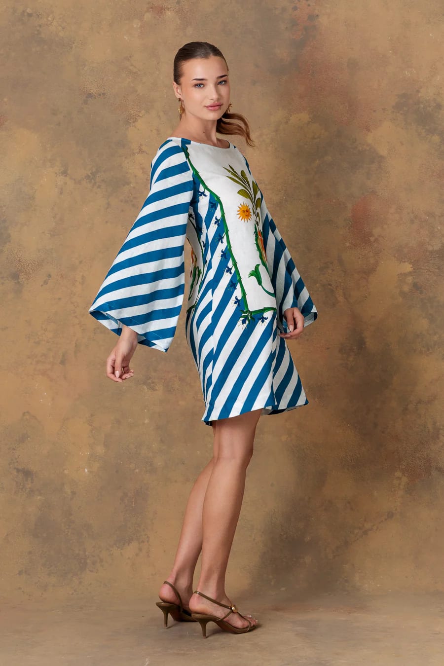 Women's dress linen nerida striped green - imagen 6