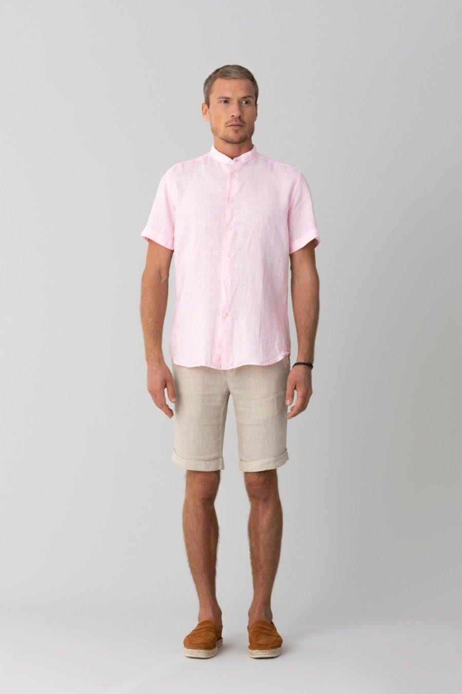 men’s linen shirt mao pink basic - imagen 5