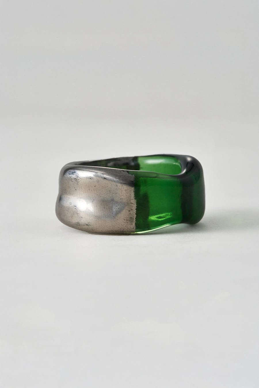 Anillo esmeralda en vidrio y oro blanco - imagen 1