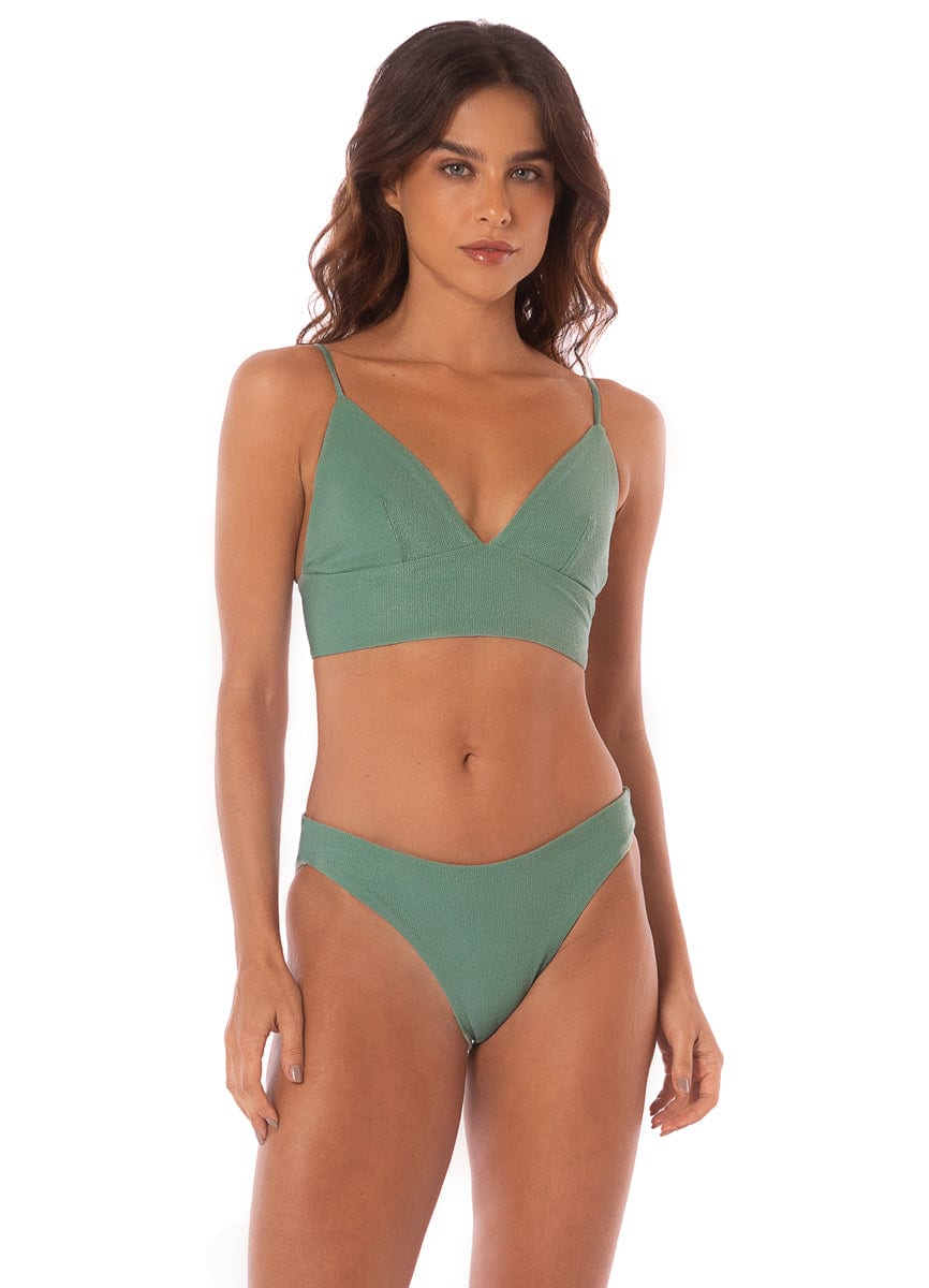 Maaji Shamrock Green Mirage Triangle Long Line Bikini Top - imagen 1