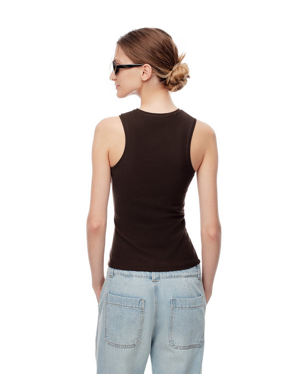 Camiseta esqueleto slim rib algodón chocolate mujer - imagen 2