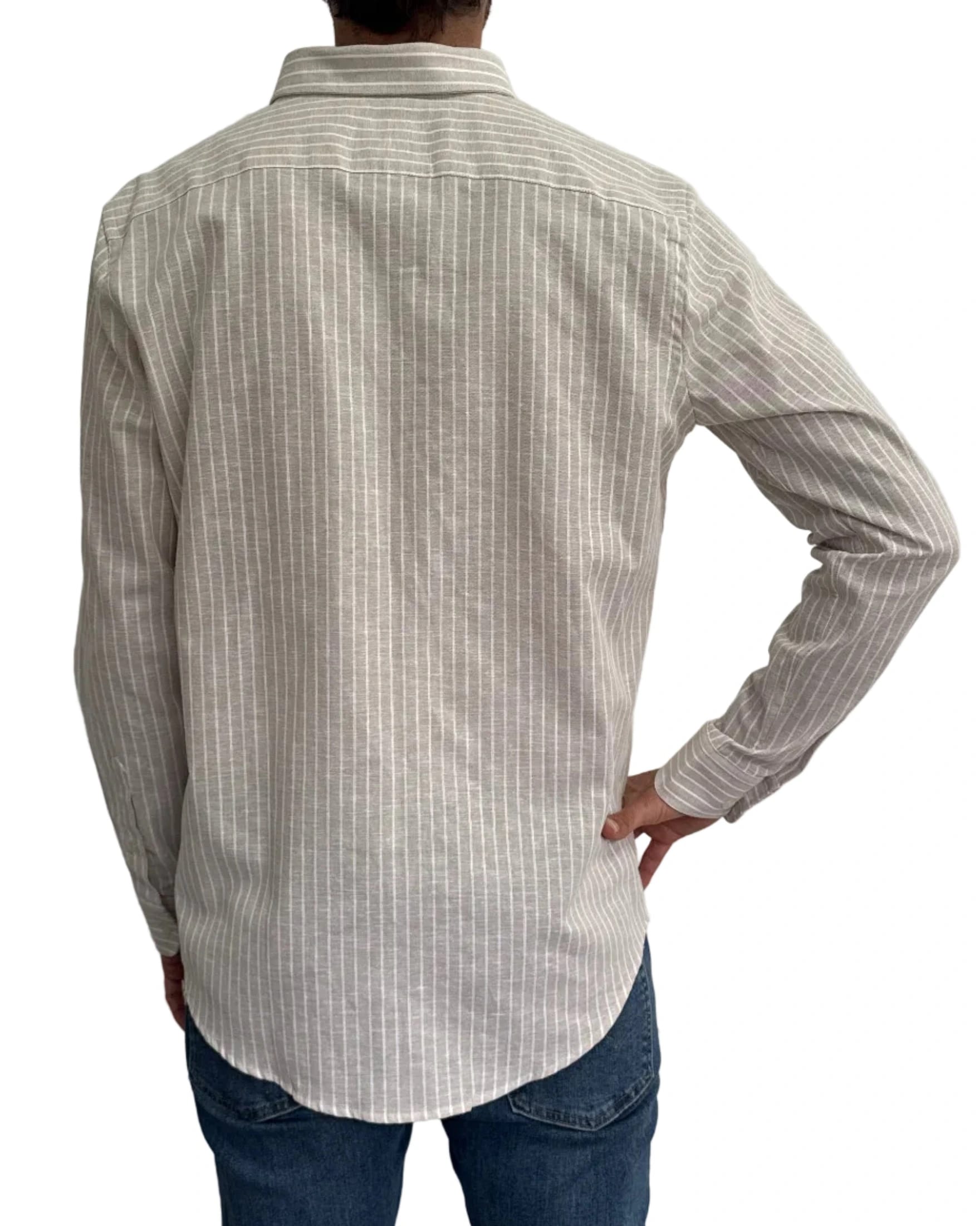 Camisa de Lino Arena y Rayas Blancas - imagen 9