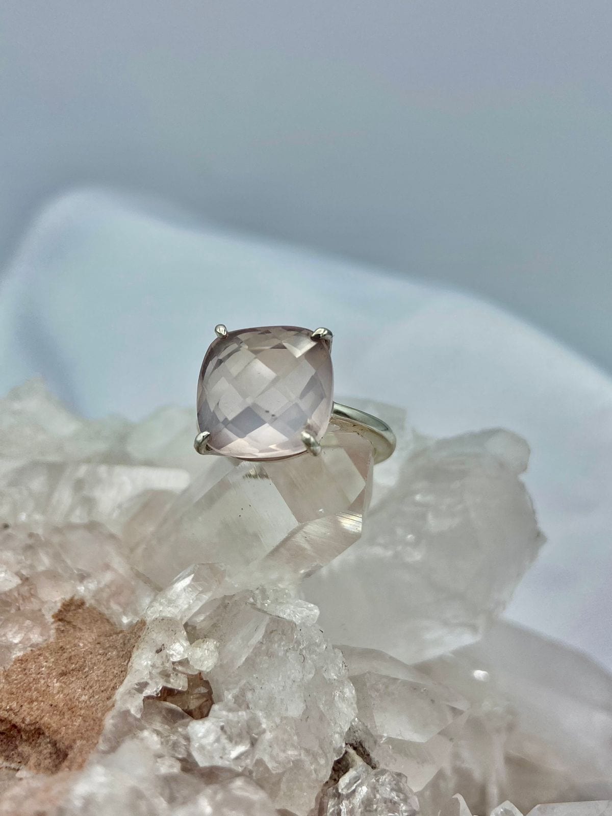 Anillo Cuarzo Rosa Cuadrado - imagen 2